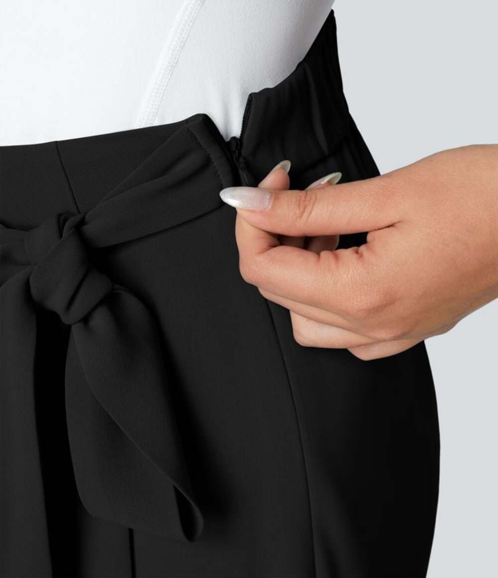 Halara Flex High-Waisted Tie Side Wide Leg Work Pants - Picture 3 of 8